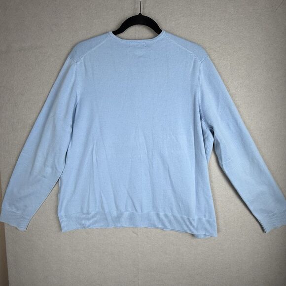 Land's End Blue Cardigan Button Up XL Grandmacore Pearl Embellished Embroidered - Picture 7 of 7